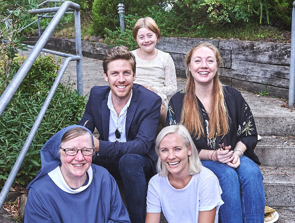 With members of her family
