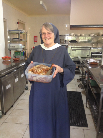 Mother Abbess with our first honey bar